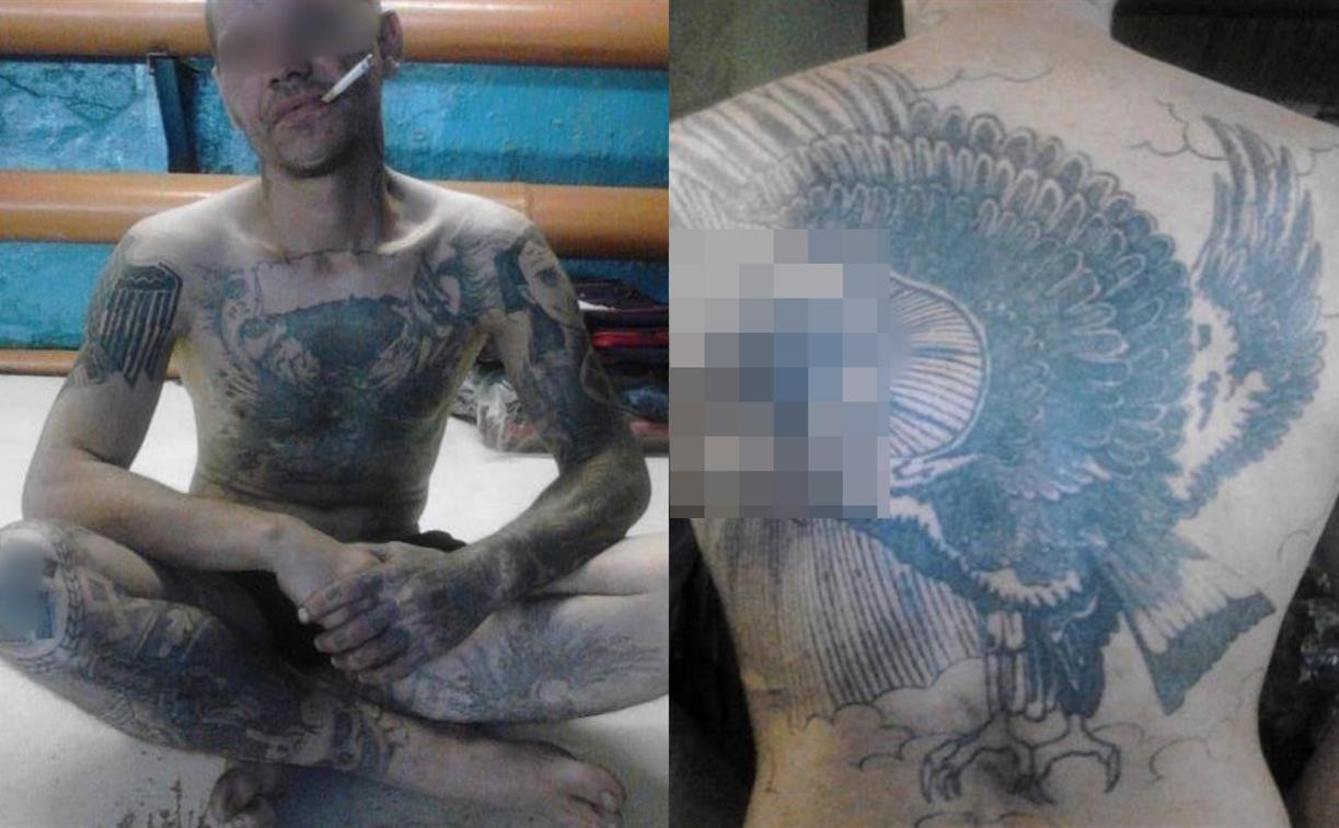 В Киреевске на рецидивиста составили протокол за нацистские татуировки