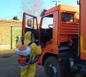 Компания «МСК-НТ» продолжает дезинфицировать мусоровозы и контейнеры от COVID-19