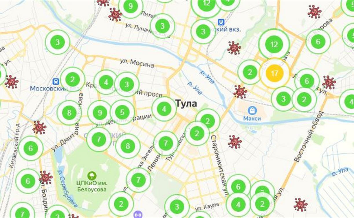 По каким адресам в Туле и области проживают заболевшие коронавирусом: интерактивная карта