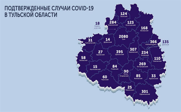 В каких городах Тульской области есть коронавирус: карта на 15 июня