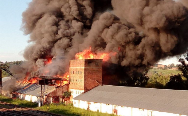 В Алексине сгорело заброшенное зернохранилище