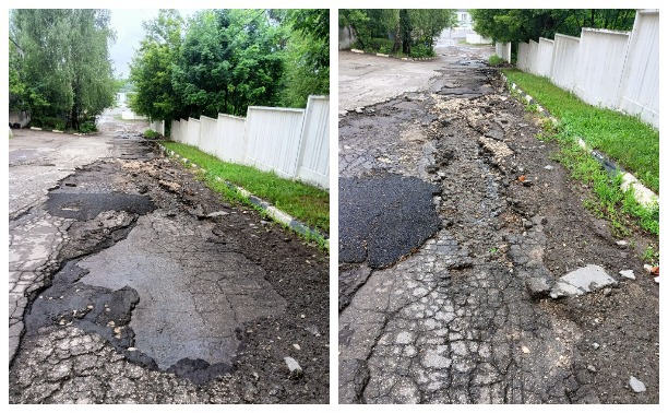 Смыло после ливня: асфальт на Филимоновской восстановят до середины июля