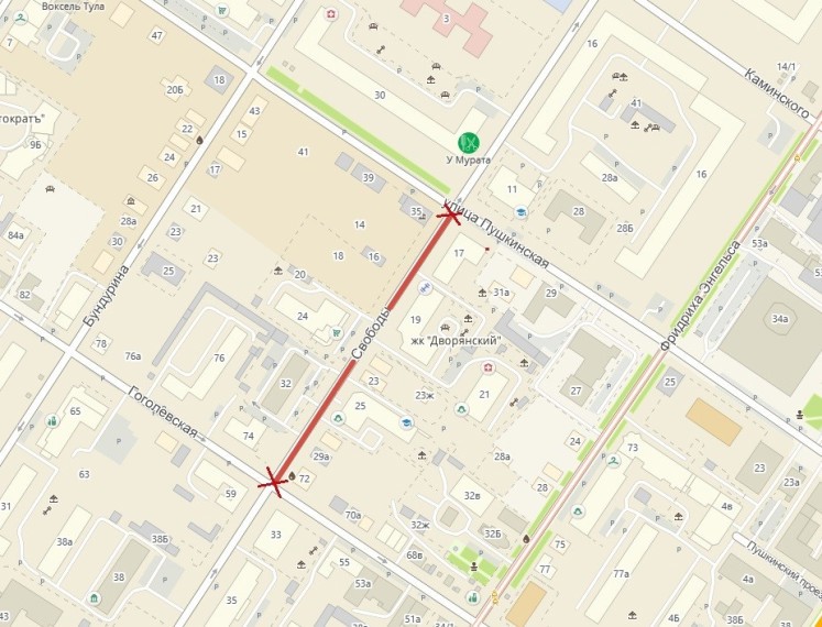 В Туле 12 марта ограничат движение транспорта на улице Свободы 