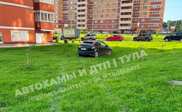 В Туле за ночь на газоне «вырос» автомобиль