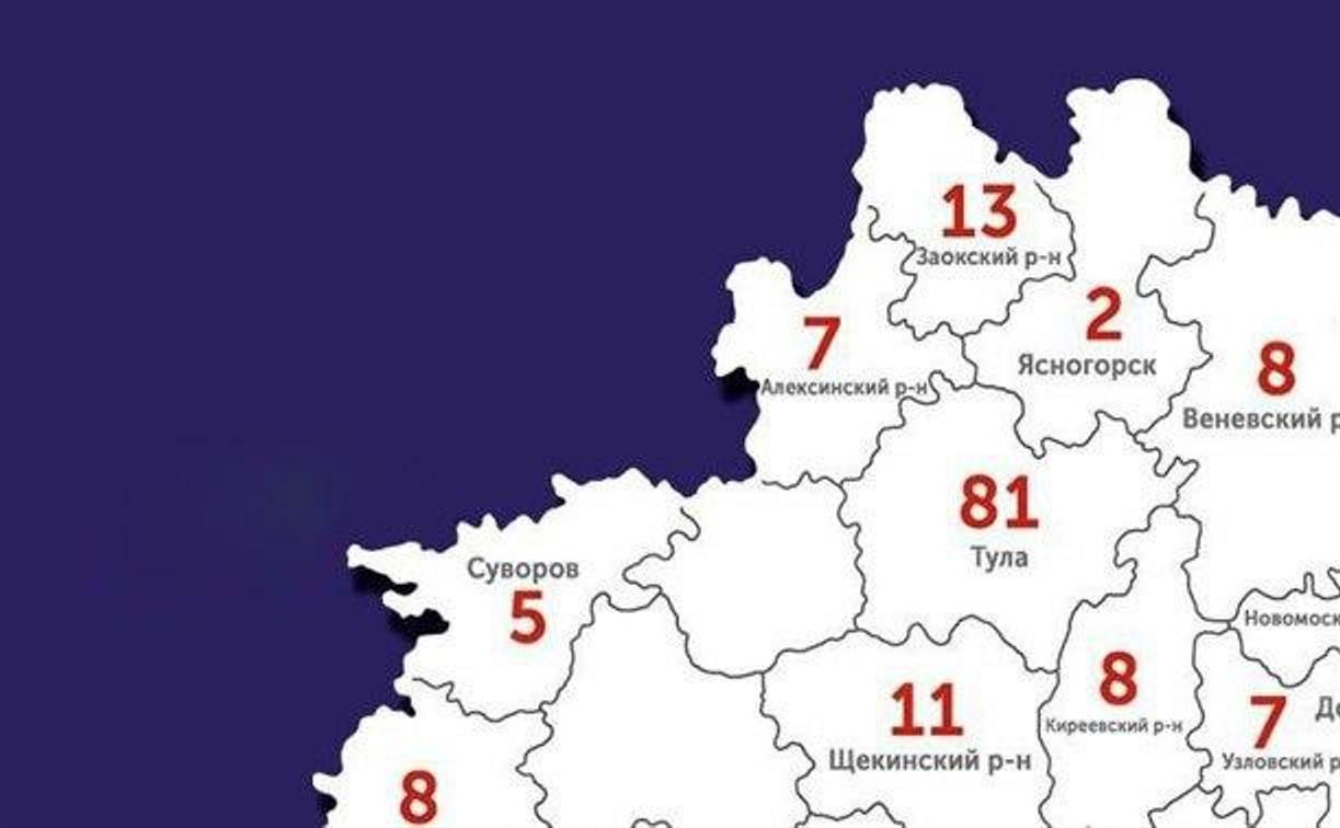 В каких районах Тульской области распространен коронавирус: карта на 17 апреля