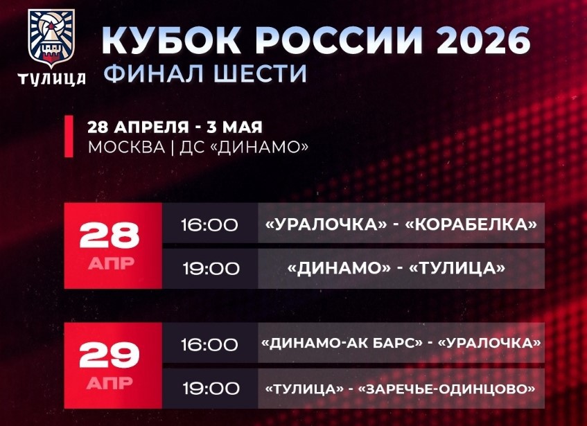 Болельщики смогут поддержать «Тулицу» в финале шести Кубка России