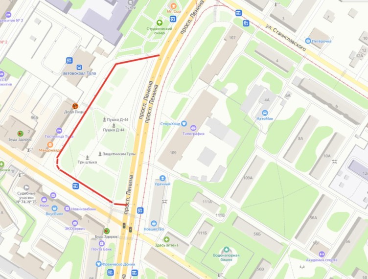 5 декабря на площади Победы в Туле запретят остановку и стоянку транспорта