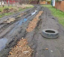 Шишками и камнями «починили» дорогу к детскому саду жители поселка Новольвовского