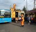 На проспекте Ленина в Туле огромная пробка: из-за обрыва линии встали троллейбусы