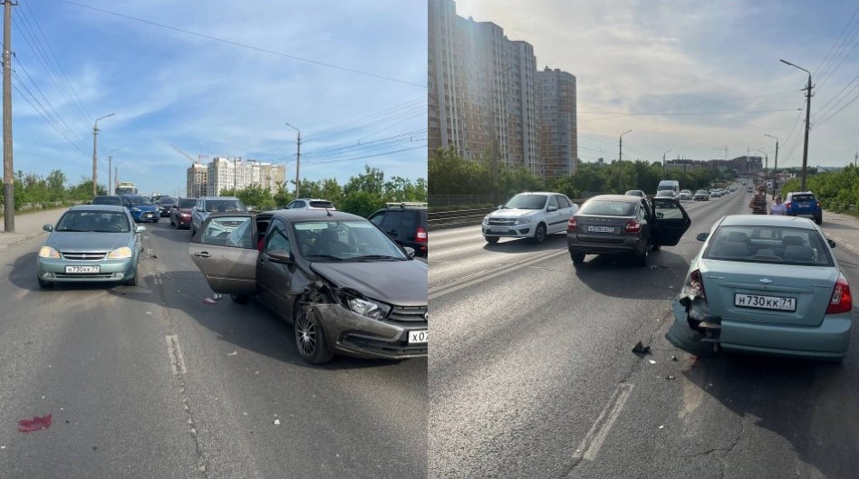 ДТП парализовало движение на Павшинском мосту в Туле 