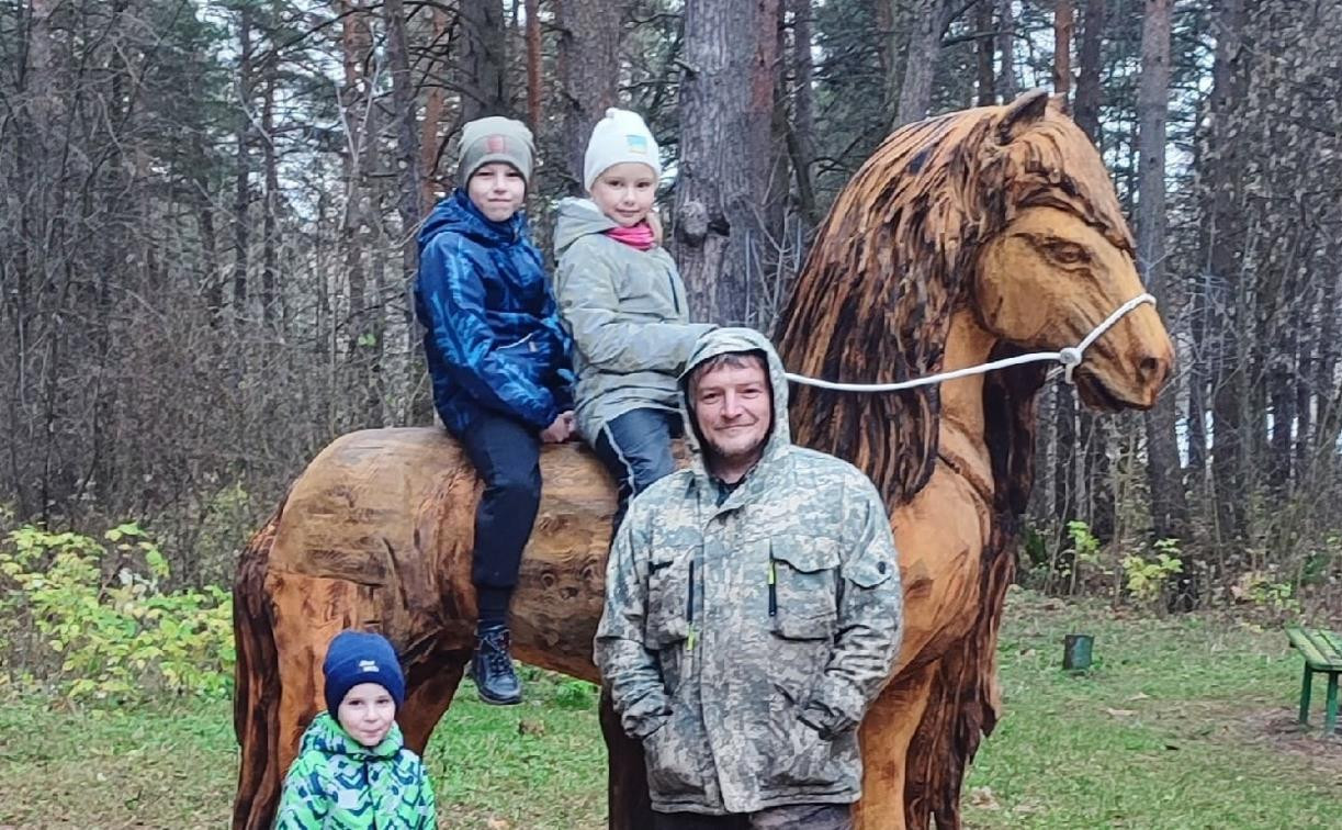 Алексинец смастерил «сказочного» коня для парка «Жалка»
