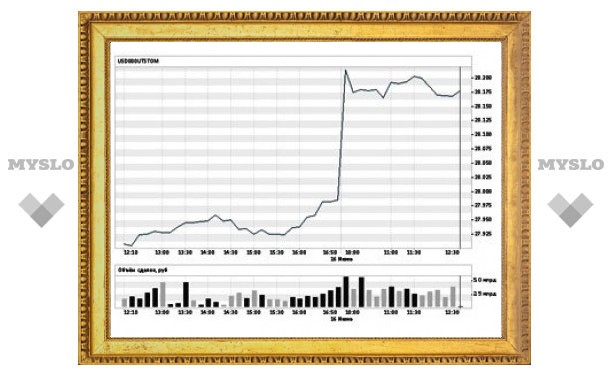 Курс доллара на ММВБ превысил 28 рублей