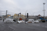 Монтаж новогодней арки на площади Ленина, Фото: 2