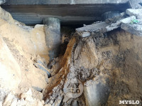 Под Рязанским путепроводом в Туле вымыло тонну песка из откоса, Фото: 9