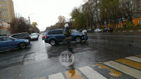 На ул. Фрунзе после ДТП вспыхнул автомобиль, Фото: 1