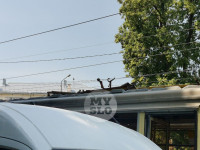 На ул. Оружейной в Туле упали два столба, провода оторвали трамваю пантограф, Фото: 5