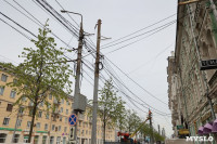 Над деревьями на проспекте Ленина начали поднимать провода, Фото: 10