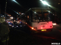 На улице Пузакова пассажирский автобус съехал с дороги, Фото: 1