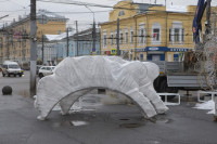 Монтаж новогодней арки на площади Ленина, Фото: 3