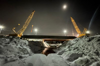 На новом Баташевском мосту в Туле приступили к монтажу железобетонных балок, Фото: 4