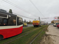 На пр. Ленина в Туле сошел с рельсов трамвай, Фото: 9