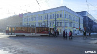 На улице Советской в Туле трамвай сошел с рельсов, Фото: 1