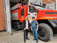 Одоевские пожарные встретились с актером Виктором Добронравовым и побывали на съемочной площадке, Фото: 5