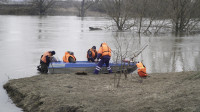 В Тульской области сотрудники МЧС переправляют людей через затопленные мосты на моторных лодках, Фото: 1