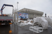 Монтаж новогодней арки на площади Ленина, Фото: 6