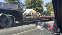 Под Тулой столкнулись два грузовика: один большегруз перевернулся, Фото: 1
