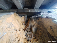 Под Рязанским путепроводом в Туле вымыло тонну песка из откоса, Фото: 8