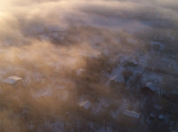 Необычные клубы дыма над заводом. Косая Гора, 21 января 2014, Фото: 2