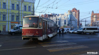 На улице Советской в Туле трамвай сошел с рельсов, Фото: 3