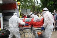 В Туле сотрудники МЧС эвакуировали госпитали госпиталь для больных коронавирусом, Фото: 41