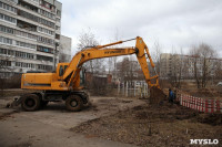 Провал грунта на ул. Майской в Туле, Фото: 1