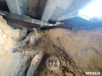 Под Рязанским путепроводом в Туле вымыло тонну песка из откоса, Фото: 10