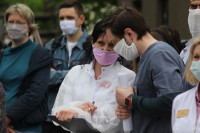 В Туле сотрудники МЧС эвакуировали госпитали госпиталь для больных коронавирусом, Фото: 9