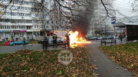 На ул. Фрунзе после ДТП вспыхнул автомобиль, Фото: 11
