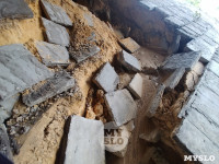 Под Рязанским путепроводом в Туле вымыло тонну песка из откоса, Фото: 7