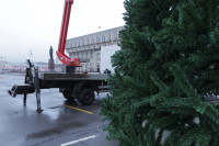 Установка новогодней елки на площади Ленина, Фото: 2