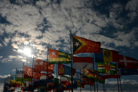 Флаги национальных сборных стран-участниц XXII Олимпийских зимних игр в Олимпийской деревне в Сочи., Фото: 8